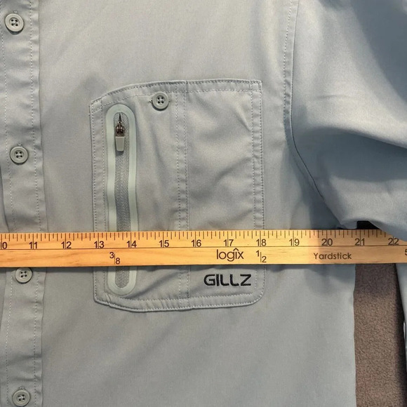 Gillz Blue Vented Button Up Fishing Shirt Mens Size Medium Breathable Roll Tab - Picture 6 of 8